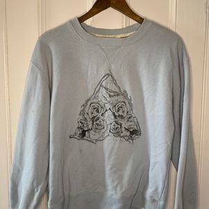 Pacsun LA Hearts baby blue crewneck with floral, triangle pattern, size S